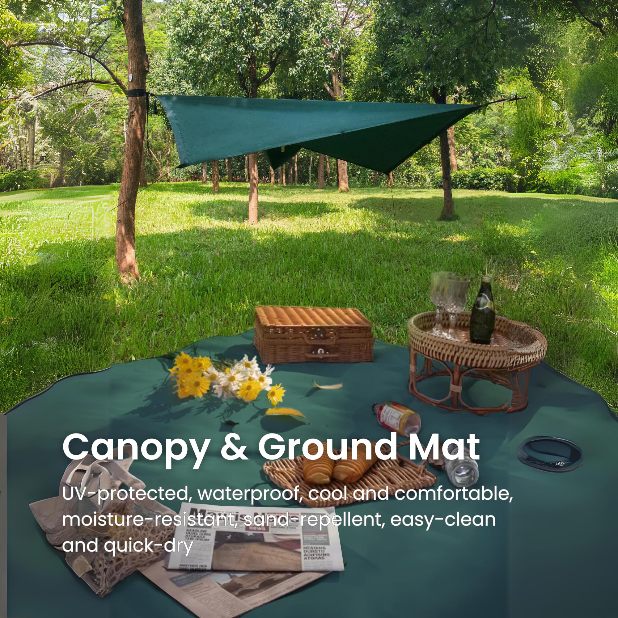 VersaPack Poncho de pluie multifonction 4 en 1, hamac, auvent, tapis de sol pour l'extérieur, le camping, la randonnée