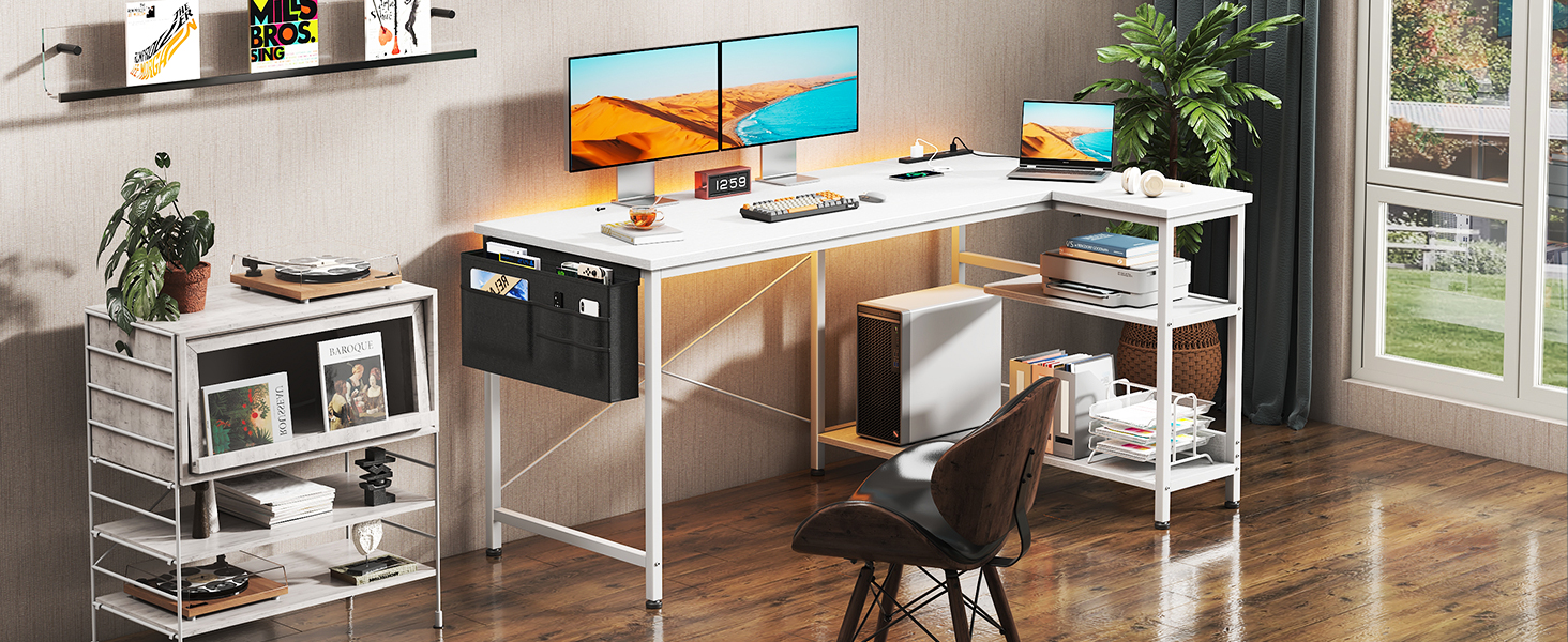 Amazon | AODK ゲーミングデスク コンセント付き パソコンデスク 袋