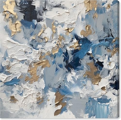 Wynwood Studio Lienzo abstracto y contemporáneo envuelto, crema batida de montaña de hielo, arte de pared para sala de estar, dormitorio y baño, 40