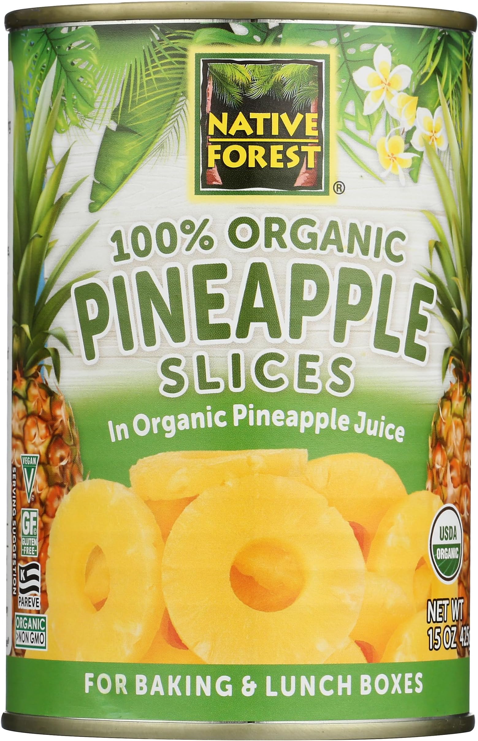 Pineapple Slices Organic, 15 oz