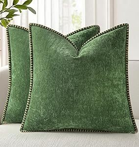 decorUhome Chenille Forest Green Pillow Covers