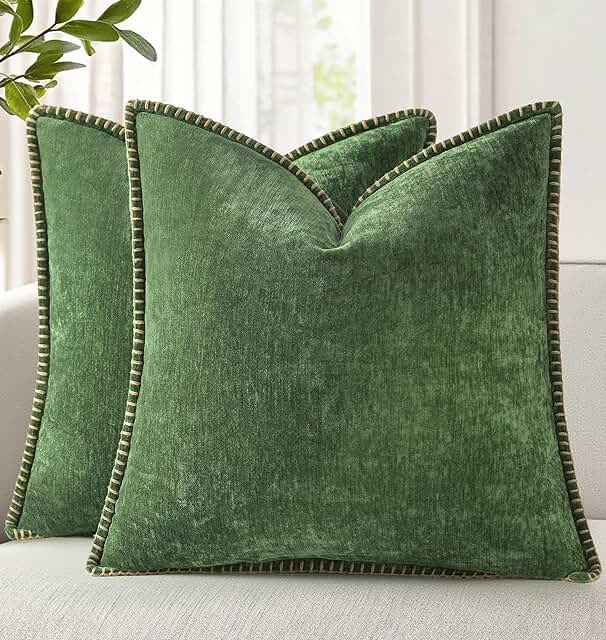 decorUhome Soft Chenille Throw Pillow Covers 18x18 Set of 2