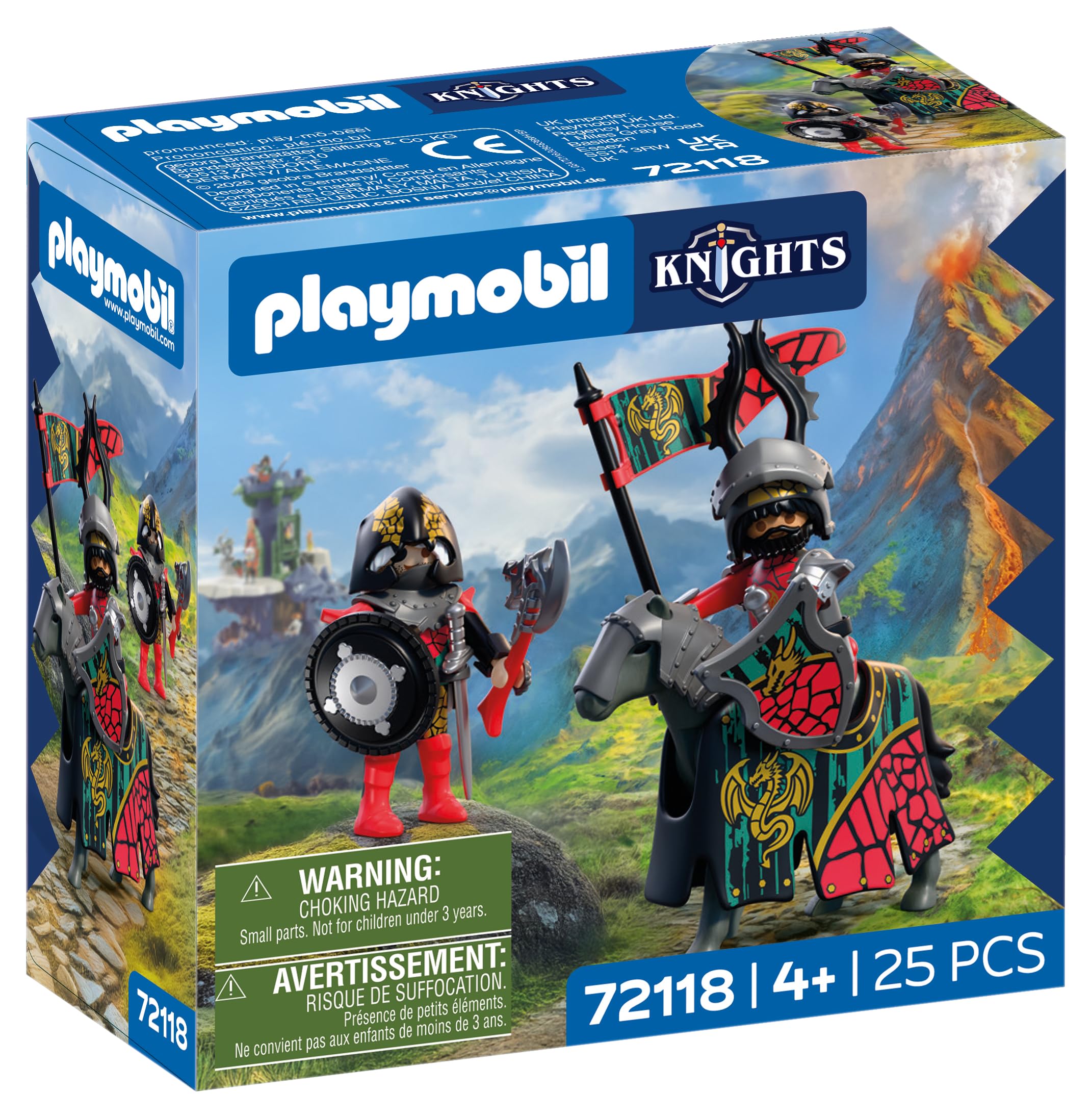 Playmobil | Knights | Dragon Knight Leader | Knight on Horseback with Banner and Companion | Knights Toy for Children Aged 4+ | 72118