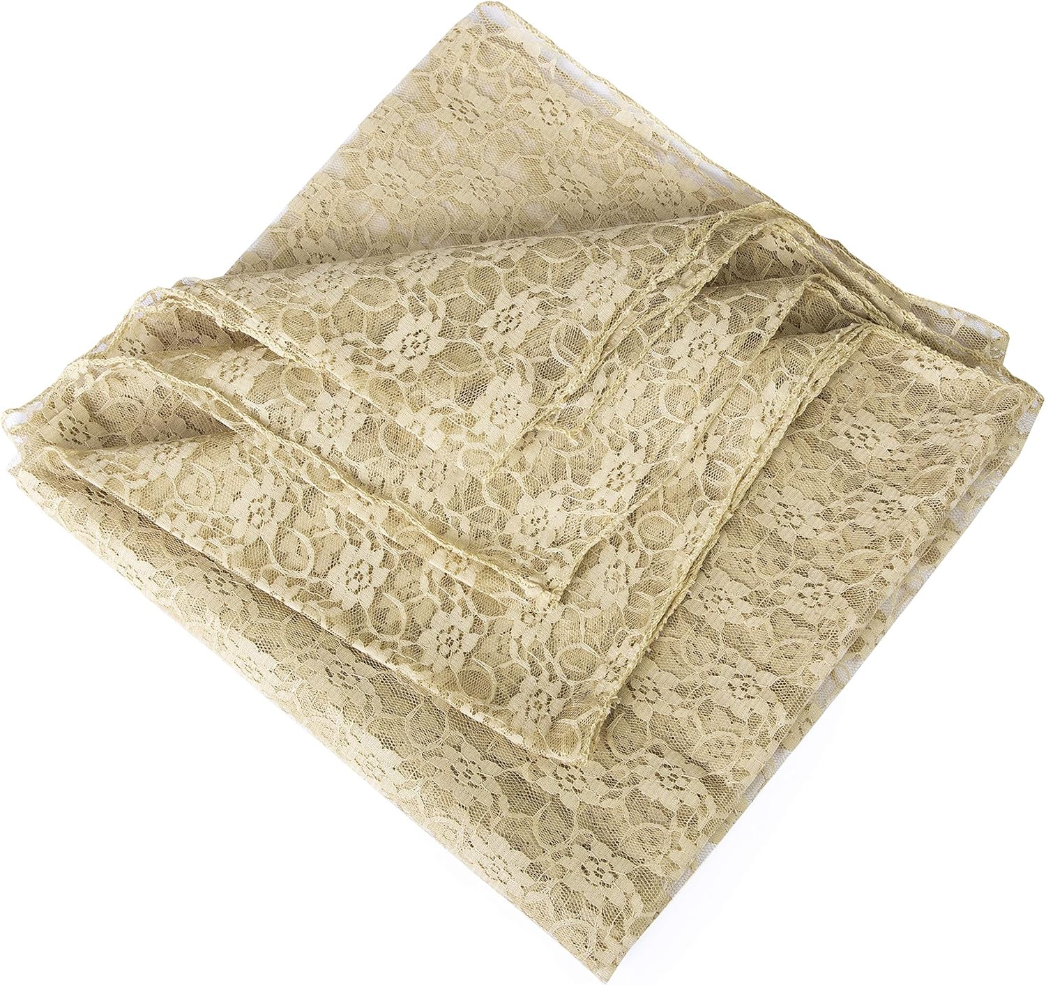 MDS Pack of 25 Wedding 27 x 170 inches Long Sheer lace Table Runner for Wedding Banquets Decorations Birthday Parties, Engagements, Rustic Boho for 14Feet Table Runners - Champagne Gold