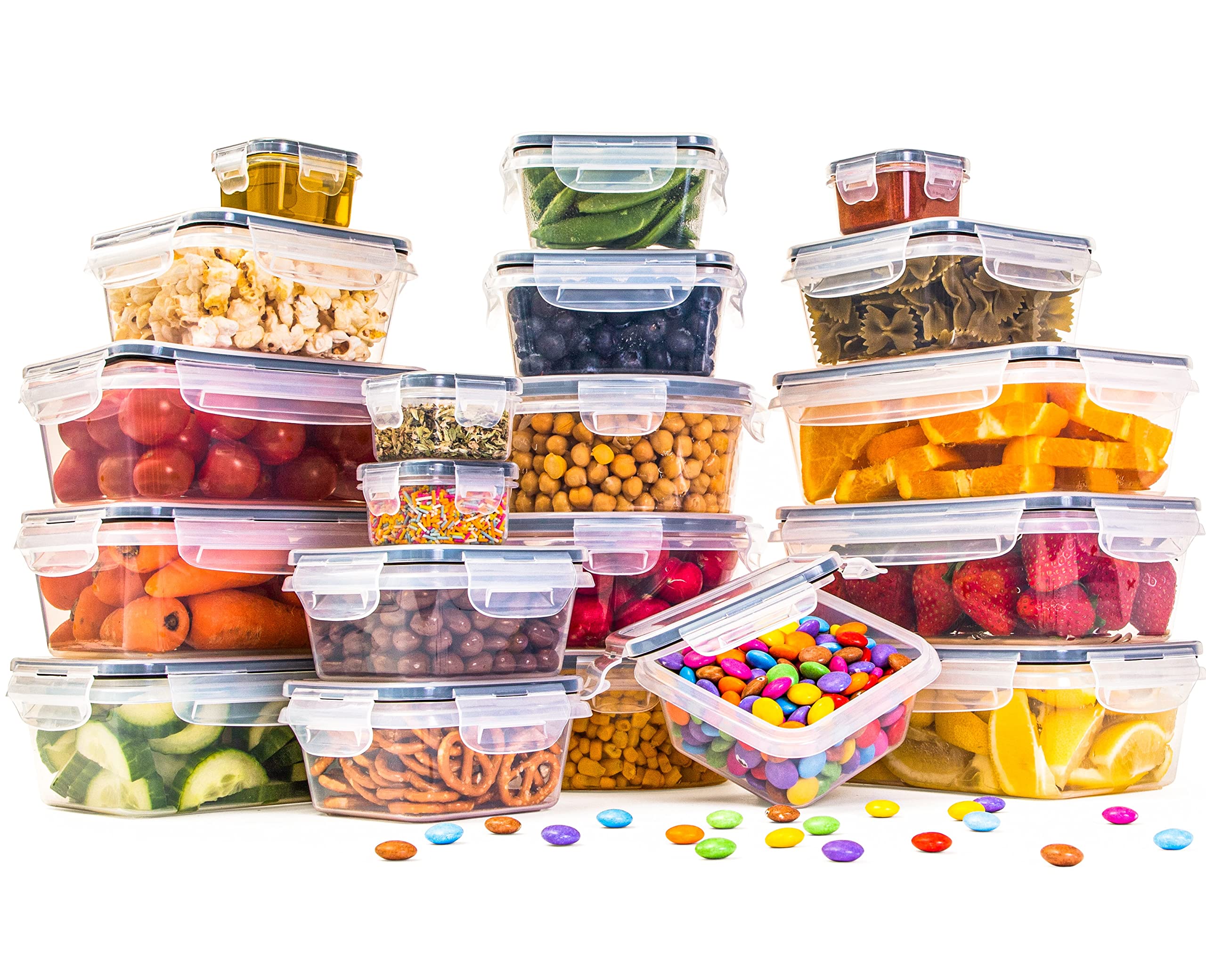 nuovva Airtight Food Storage Containers Set – Plastic Food Containers with Lids – Leak Proof Pantry & Kitchen Containers – Meal Prep Sets – 40pcs (20 Containers + 20 Lids)