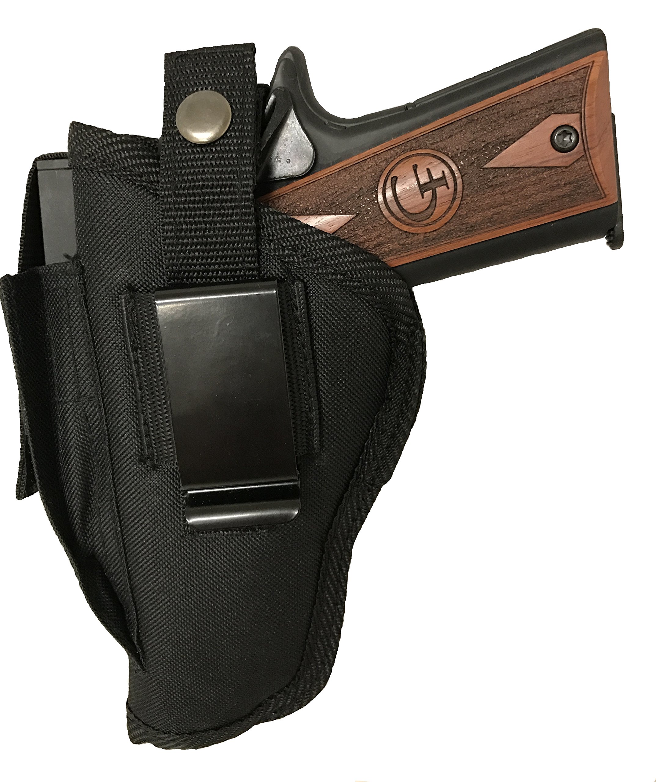Gun Holster fits Remington RP9 Black Nylon Ambidextrous Use Left or Right Hand Built in Magazine Holder Adjustable Retention Strap Gun Slinger Holster