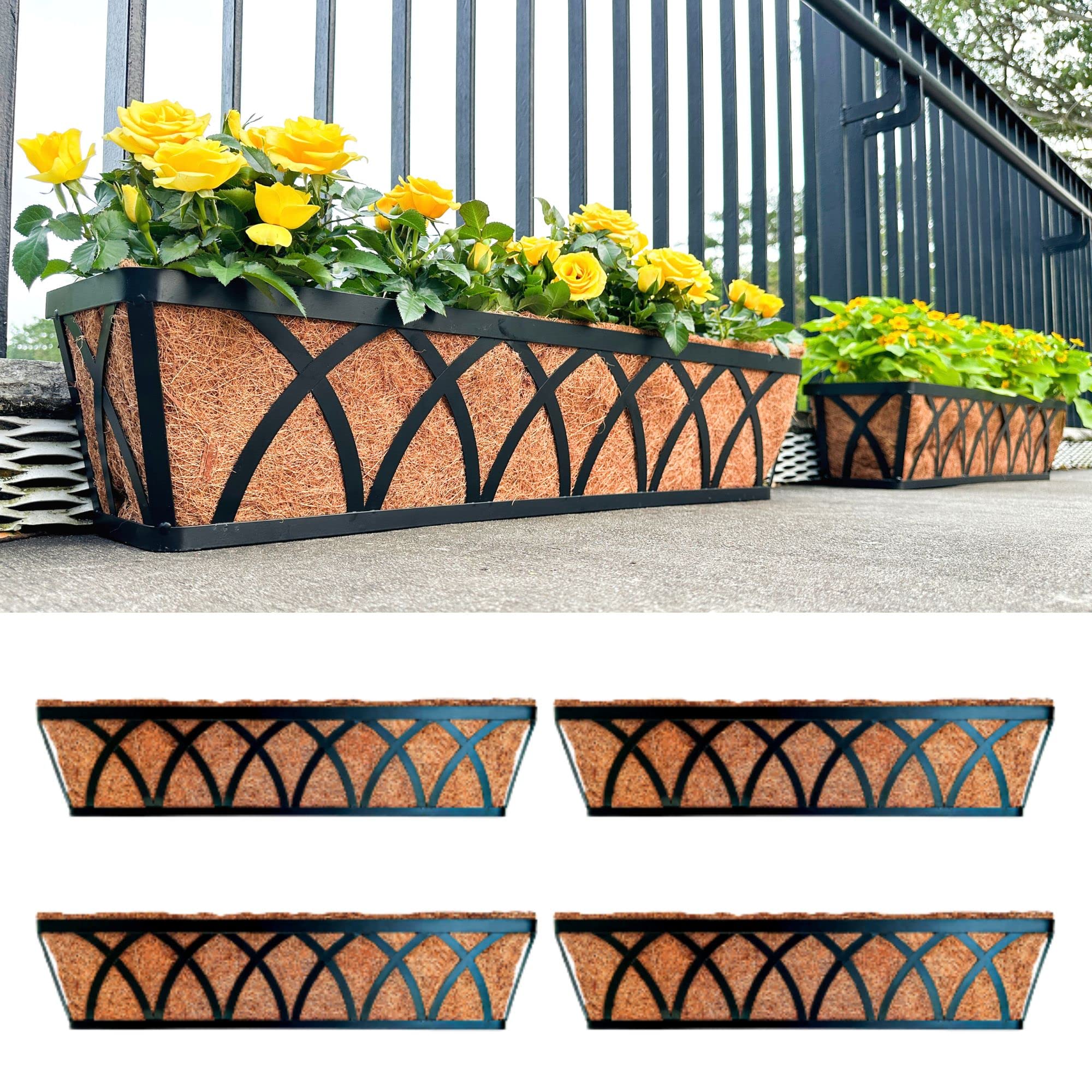 Maxona Window Planter Box 4 Pack, 30 Inch Outdoor Wall Mounted and