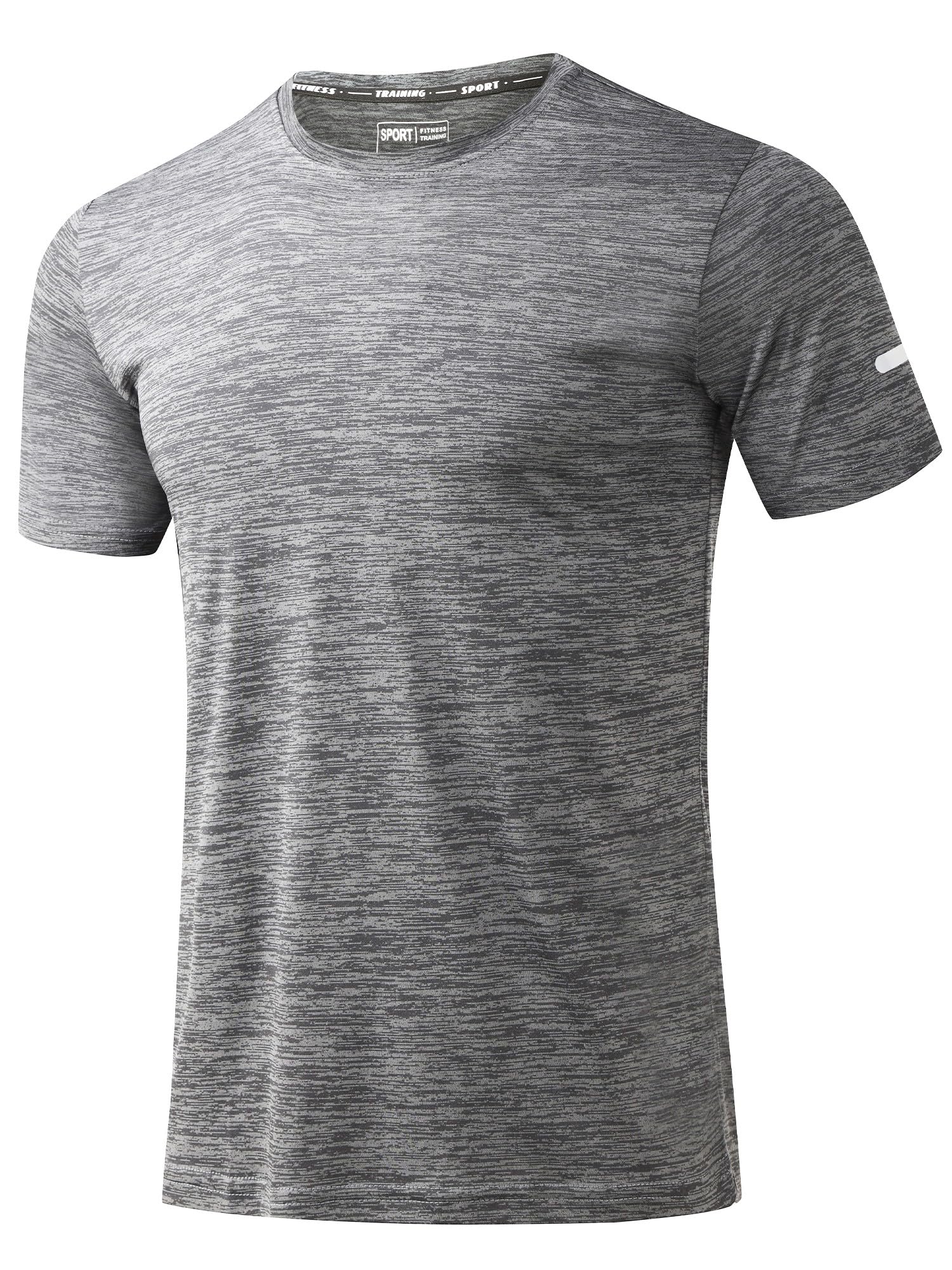 Peakwell Herren Sport T-Shirt Kurzarm Funktionsshirt Laufshirt mit Reflexstreifen für Fitness, Training, Gym