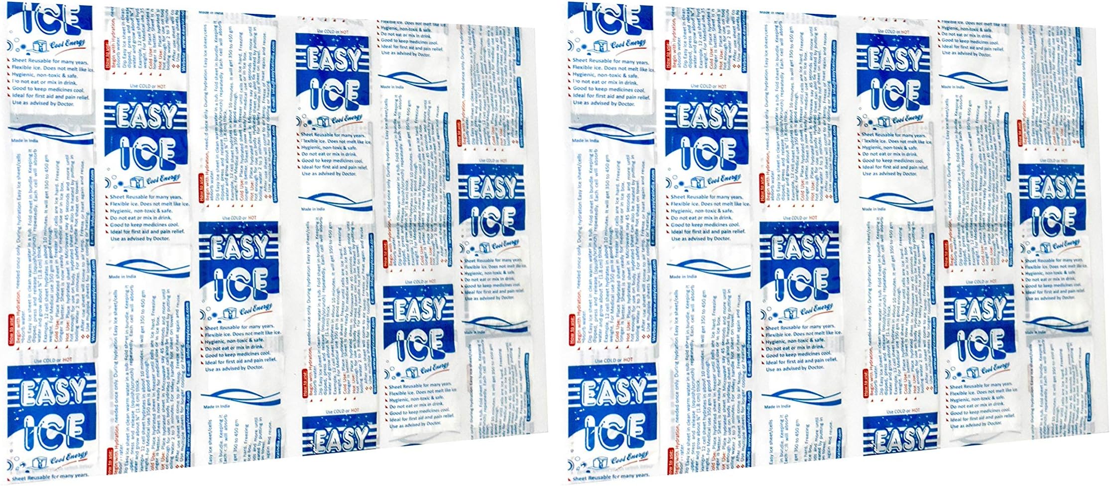 Large Easy Ice Cooler/Chiller for Ice Box. Flexible Even After Freezing, Compact & Space Saving. Reusable for Years. Pack of 2 Sheets Each 14 x 10 inch.