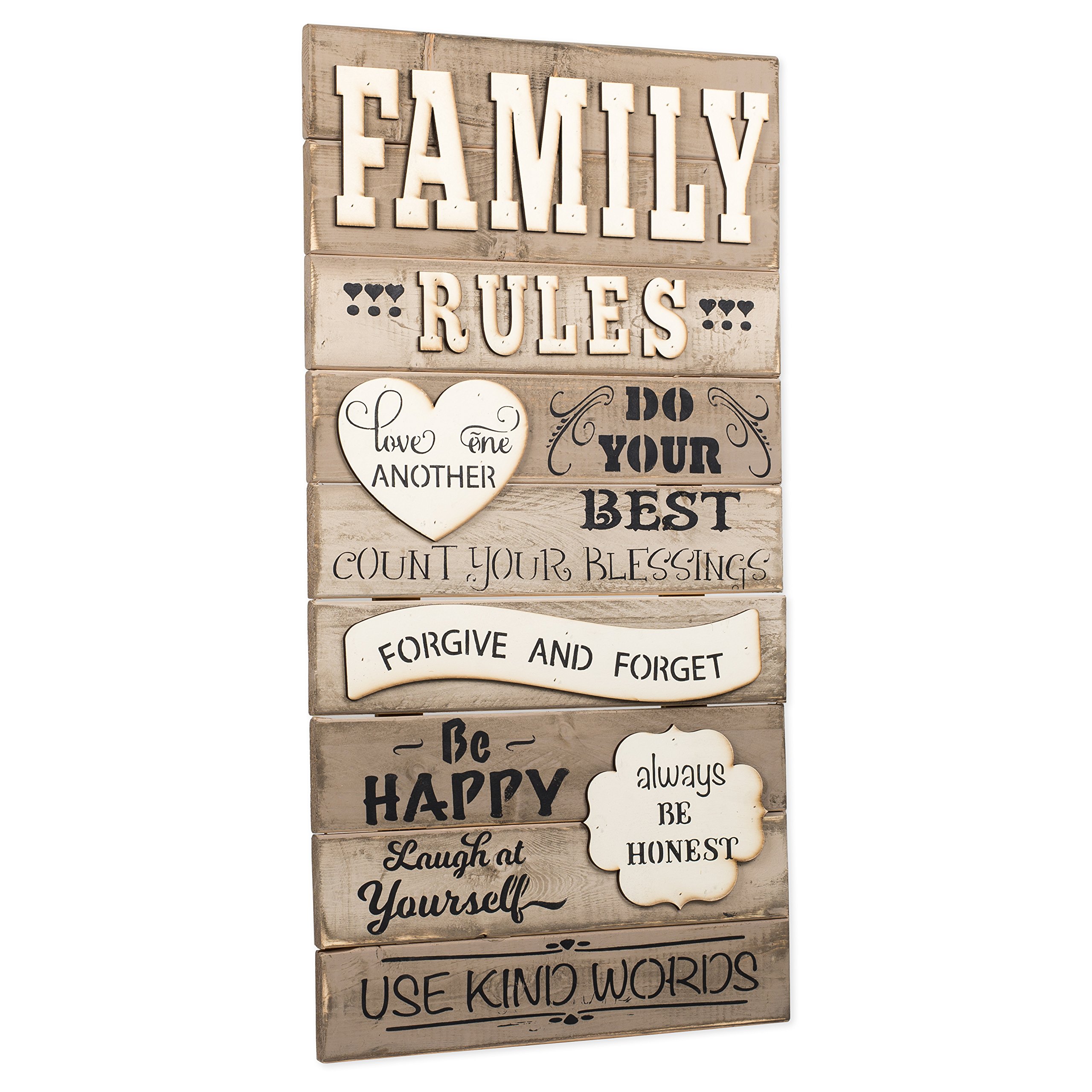 Family Rules 16 X 32 Inch Wood Art Sign Plaque