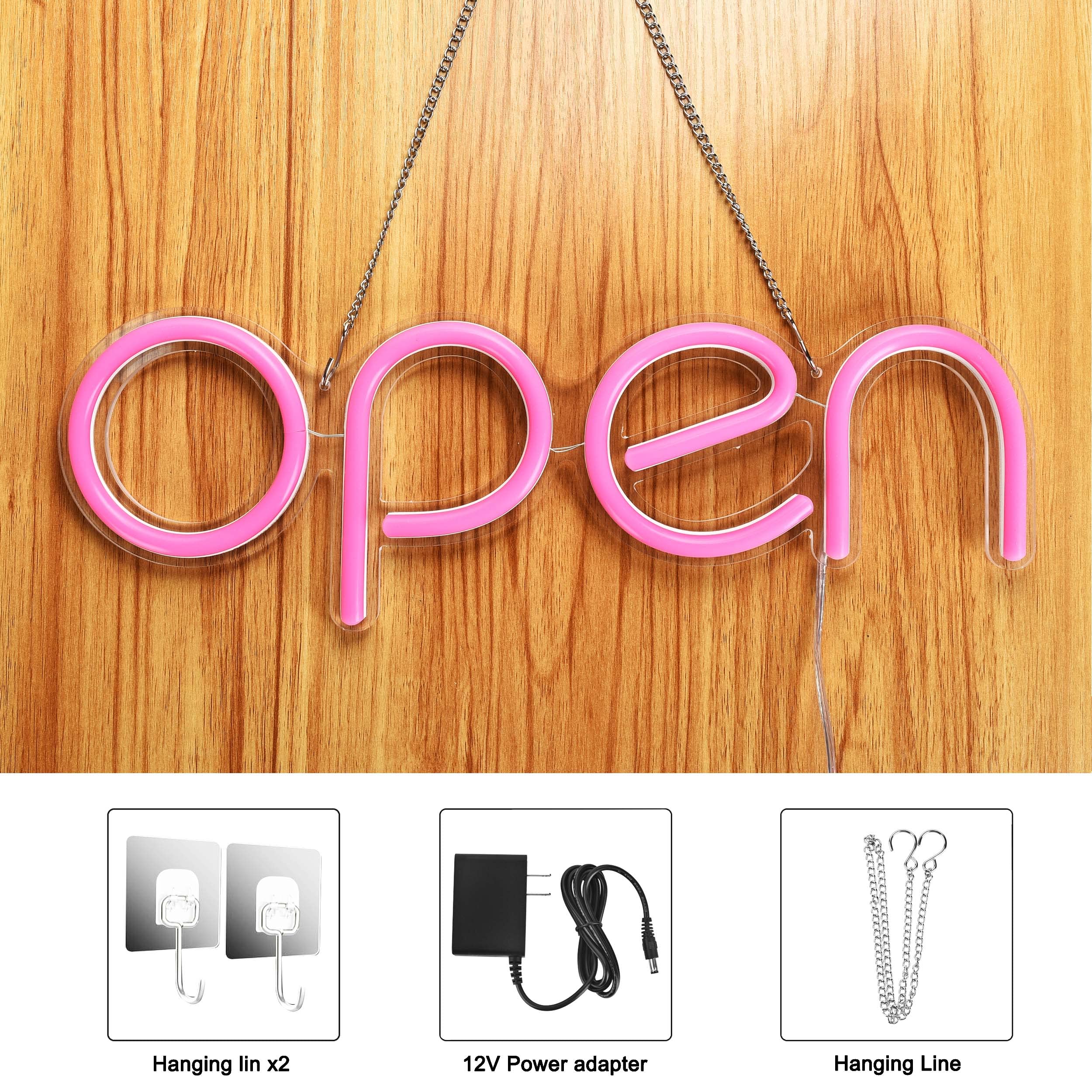 Hanging Neon Sign With Power Adapter LED 