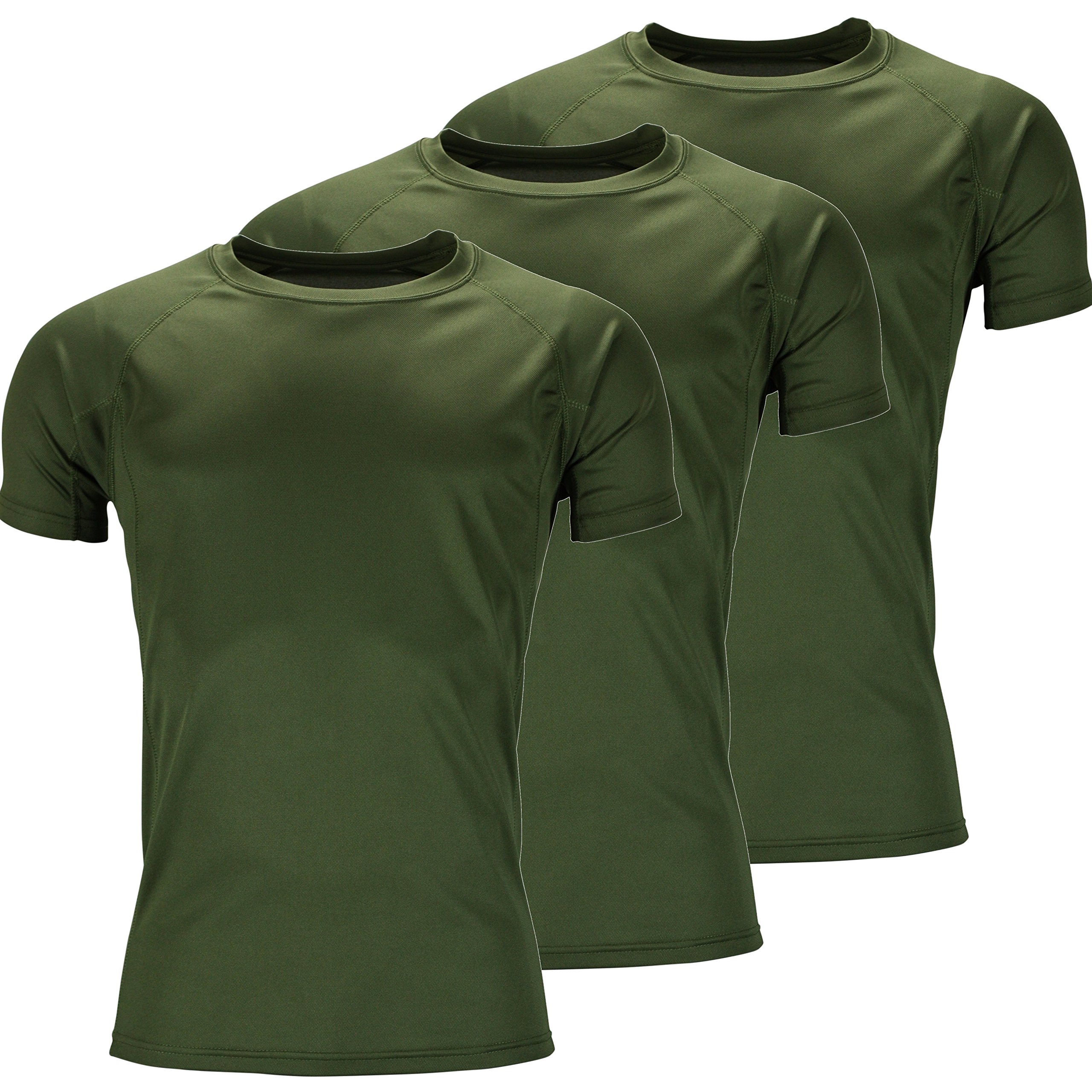 Urban Heritage Mens Short Sleeve Breathable Sports T Shirt (S, 3 Pack Khaki Green)