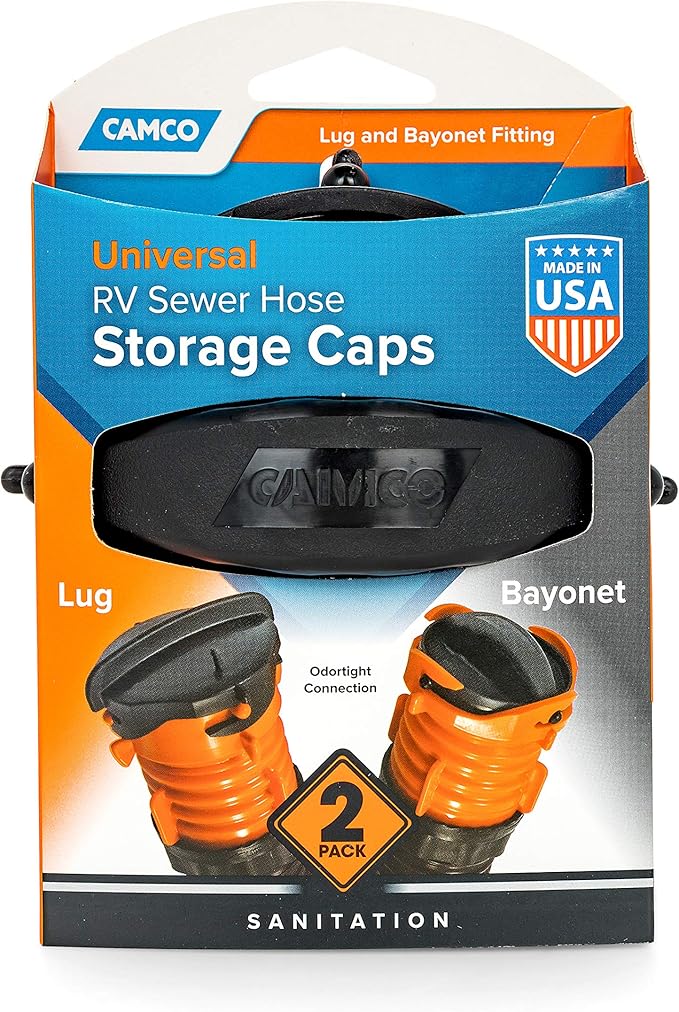 Camco RV Sewer Hose Storage Cap Set Lug and Caps