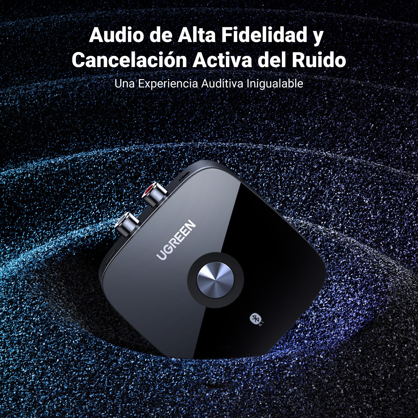 UGREEN Receptor Bluetooth 5.1 aptX HD Audio Adaptador 2RCA 3.5 mm HiFi EDR Baja Latencia Inalámbrico Compatible con Teléfono Tablet Altavoz Amplificador