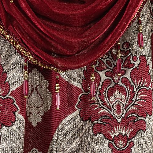 Miniatura 9 de Petrichor Elegant Cortinas con hilos dorados y plateados, cenefa adjunta con tratamiento de ventana de lujo, respaldo transparente y 2 alzapaños