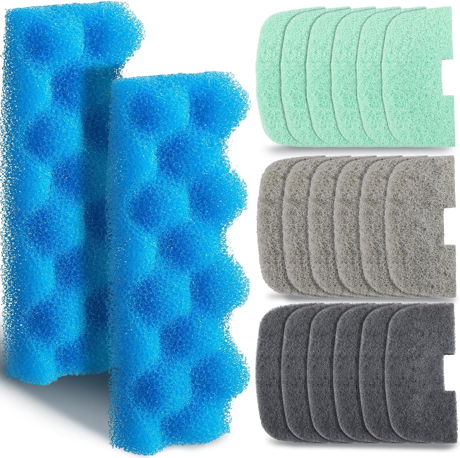 Threlaco 40 Pcs Replacement Filter Media Kit Compatible with Fluval 306/307, Aquarium Filters Set Including 4 Biological Foams, 36 Ammonia/Phosphate/Nitrite Remover