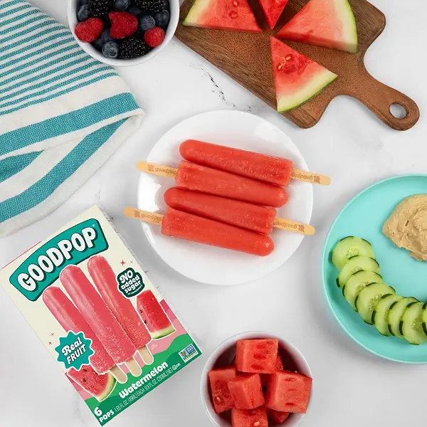 GOODPOP - Watermelon Ice Pops - Fruit Juice, No Artificial Dyes or Flavors, No Added Sugar, 6 Count 6