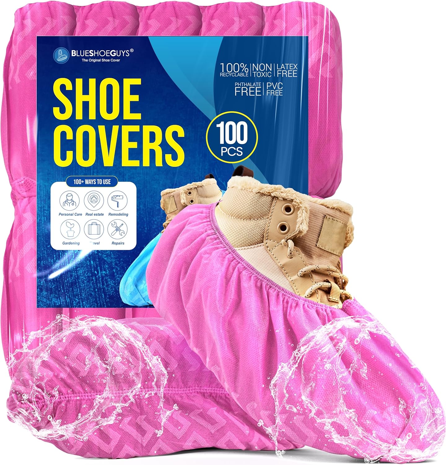 Premium Disposable Boot & Shoe Covers Booties | 100 Pack | Durable, Non-Slip, Non-Toxic, Water Resistant, Recyclable Protectors for Indoor & Outdoor | Large Size Fits Most Shoes - Image 8