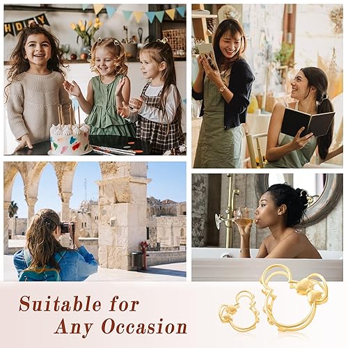 Miniatura 7 de Paquete de 6 pinzas de metal grandes, pinzas de pelo doradas, pinzas de pelo grueso para orejas de ratón, fiesta temática, accesorios para parques