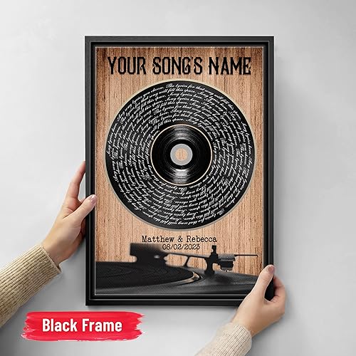 Vista 160 de H-DEWALL Letras de canciones personalizadas, lienzo enmarcado en marrón, música romántica del día de San Valentín, regalo personalizado para marido