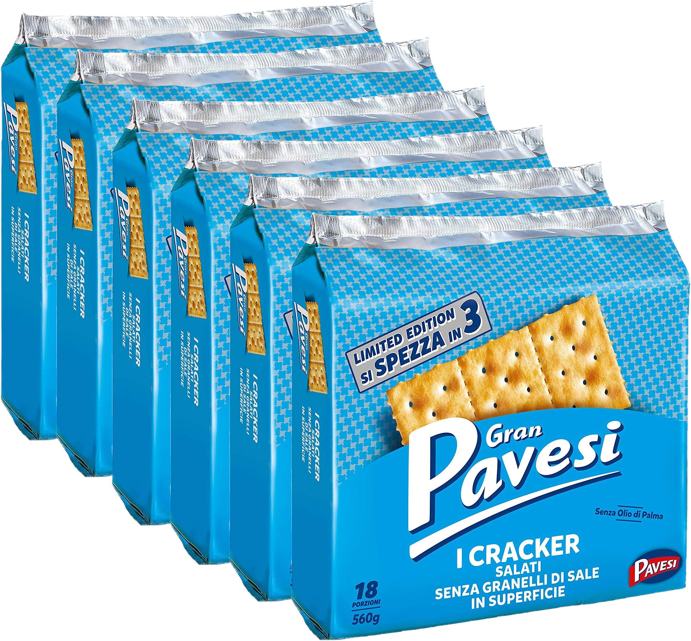 6X Gran Pavesi Crackers 560g No Salt!