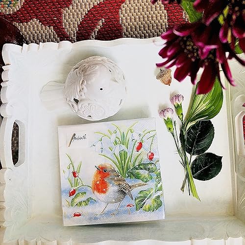 Miniatura 4 de Servilletas de Robin de 13 x 13 pulgadas, servilletas de otoño, servilletas de decoupage, servilletas de Acción de Gracias, servilletas de papel de