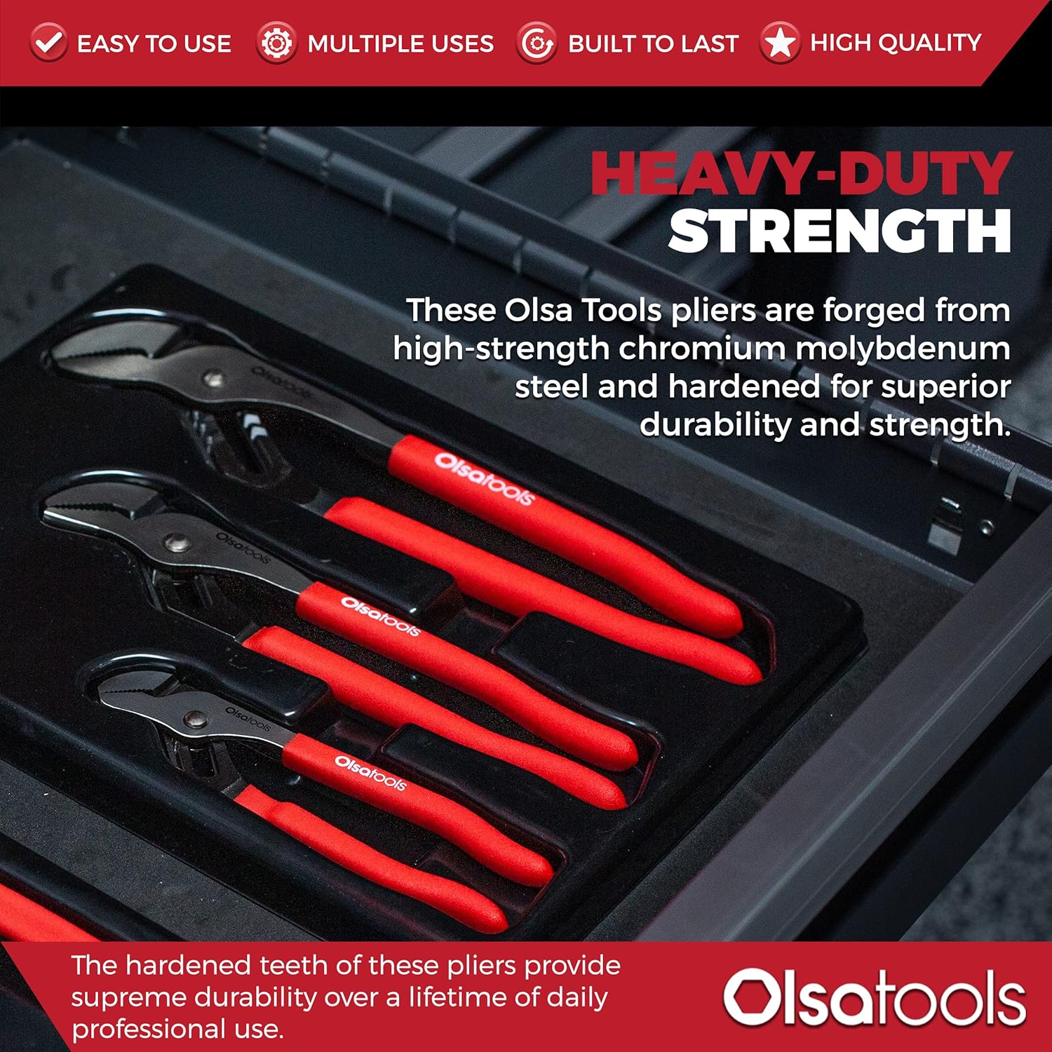 Amazing 🔥 Olsa Tools Groove Joint Pliers Set (3pc) | Tongue & Grove Joint Water Pump Plier Set | 6.5, 9.5 & 12-Inch | Slip-free gripping surface | Hardened Teeth | Heavy Duty Steel | Professional Grade