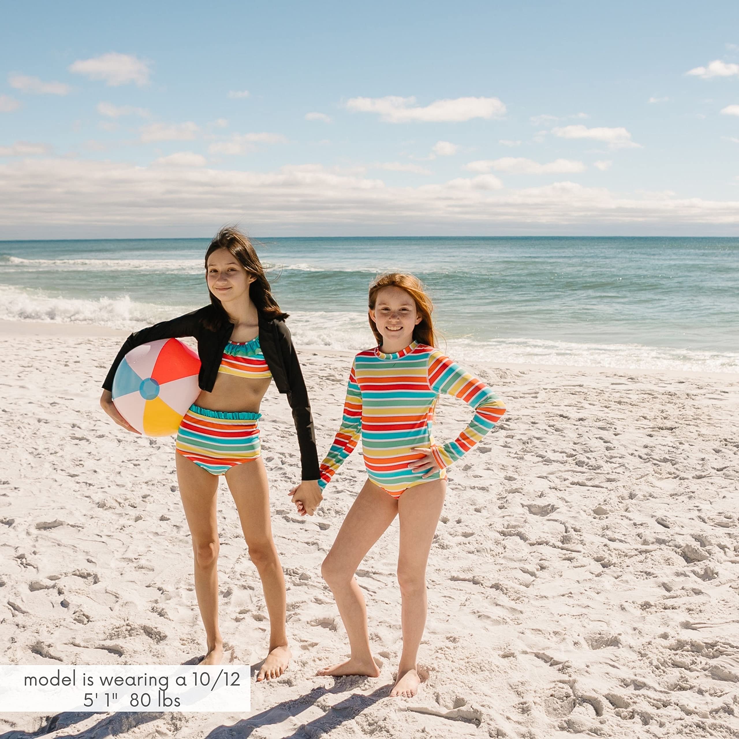 SwimZip Camiseta corta de manga larga con cremallera para niña, protección solar UPF 50+