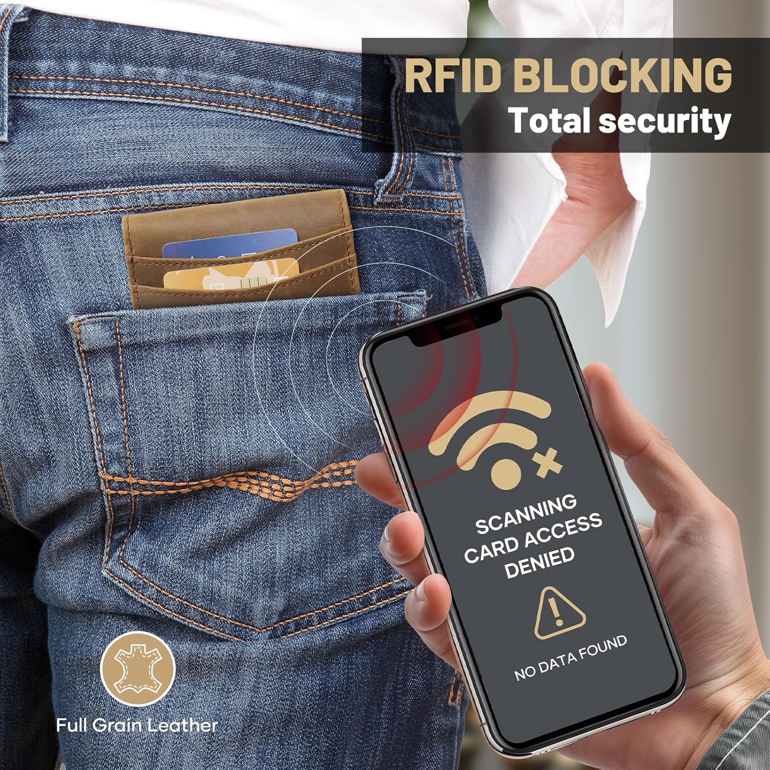 Full Grain Leather Wallet for Men | RFID Blocking | Extra Capacity Bifold Wallet with 2 ID Windows | Ultra Strong Stitching | Slim Billfold with 8 Card Slots | Gift for Him Crazy Horse Brown - Image 7