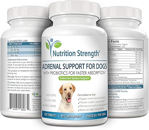 Miniatura 4 de Apoyo suprarrenal para perros, apoyo para perros con enfermedad de Cushing, mantiene un pelaje y piel saludables, promueve la micción normal, sed y