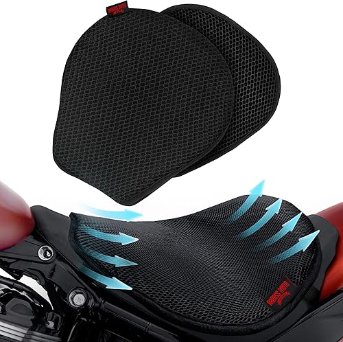 Miniatura 8 de Badass Moto Funda de asiento de motocicleta de malla fresca, almohadilla de asiento de motocicleta de flujo de aire máximo, cojín de asiento de