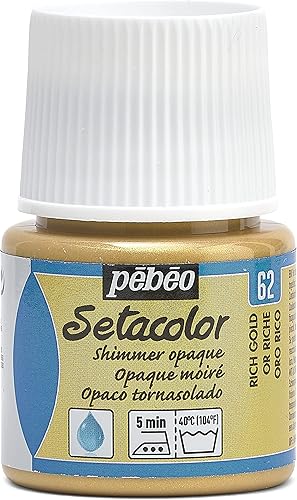 Pebeo Setacolor - Pintura opaca para tela, botella de 1.5 fl oz, color dorado brillante