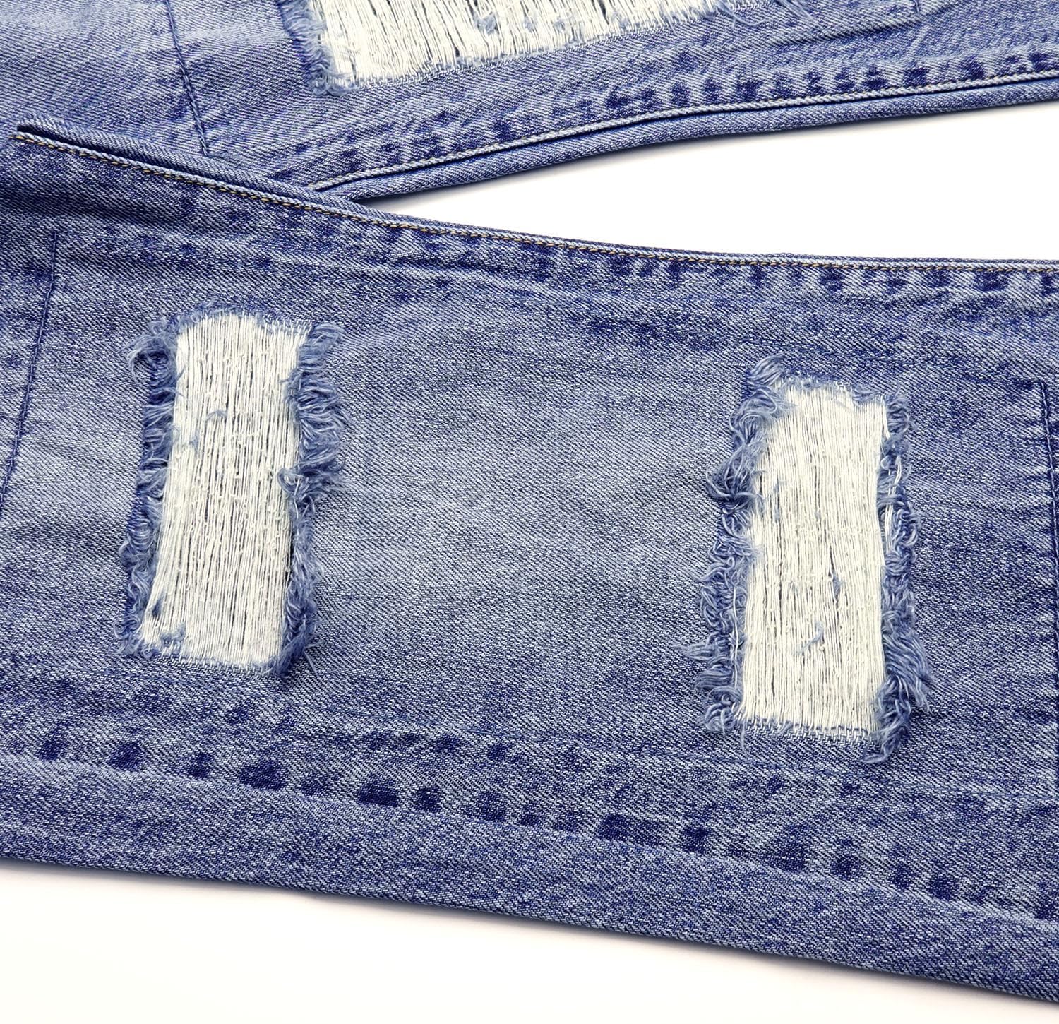 KIDSCOOL SPACE Girls Wide-Leg Ripped Denim Pants, 5-14T Loose-fit Distressed Fashion Flared Jeans