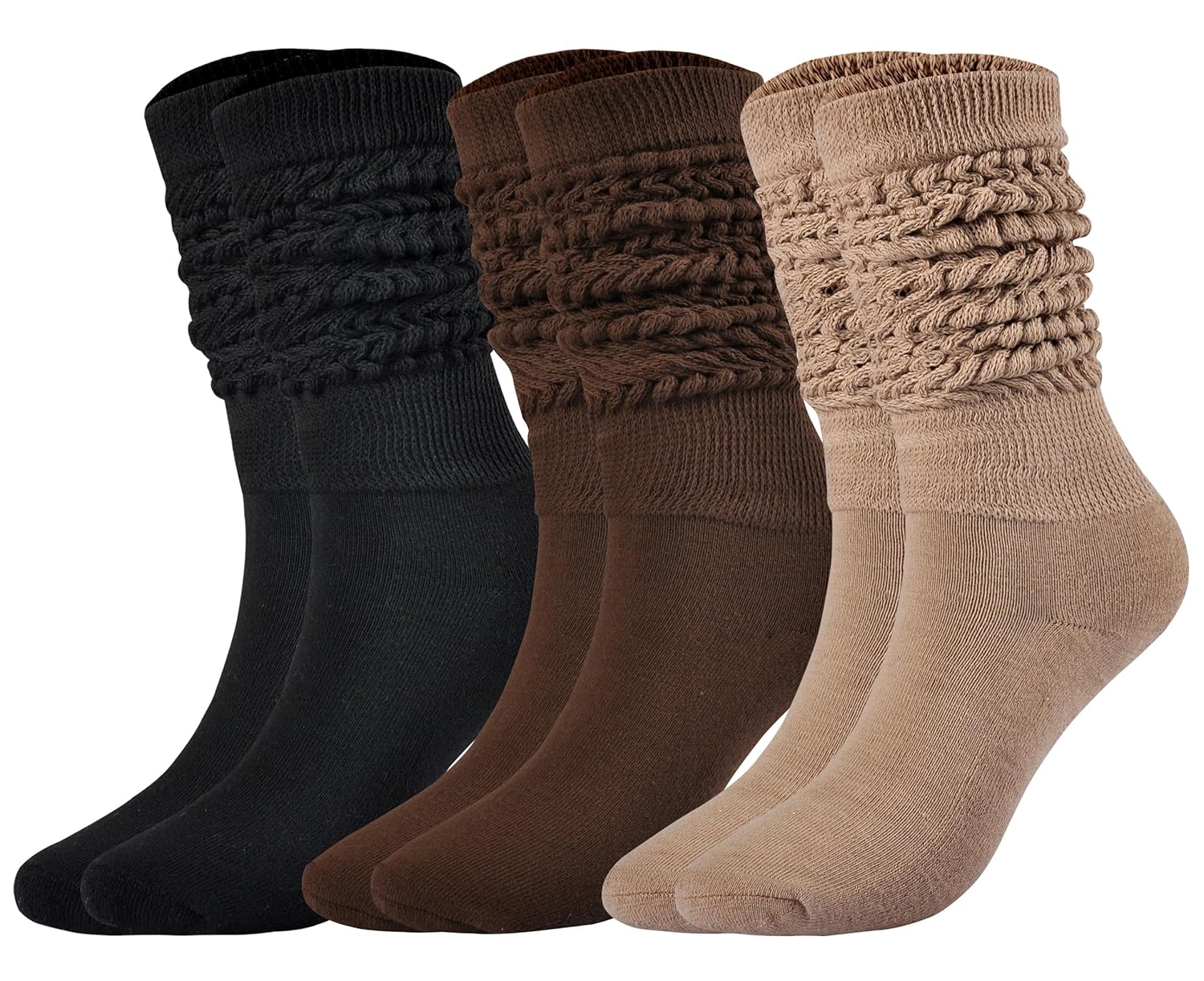 JORMATT Women Slouch Socks Thick Boot Socks Soft Extra Long Knee High Scrunch Socks Size 5-10