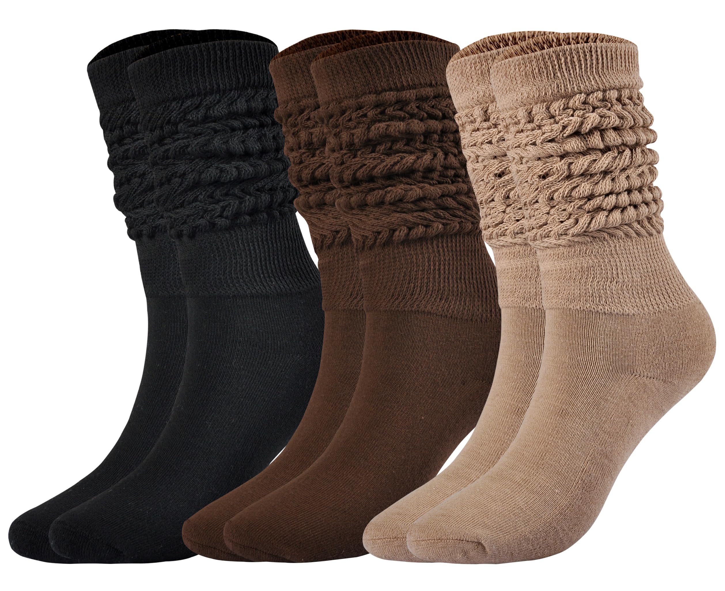 JORMATT Women Slouch Socks Thick Boot Socks Soft Extra Long Knee High Scrunch Socks Size 5-10