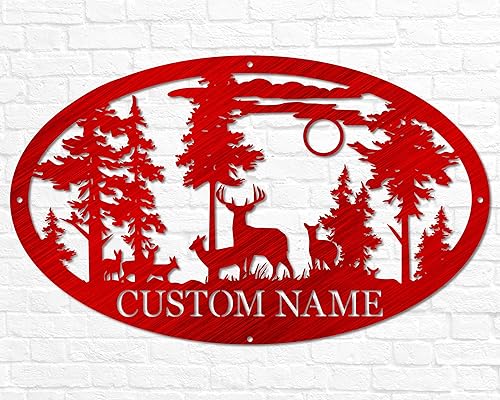 Miniatura 7 de Personalized Oval Deer Metal Cabin Sign  Outdoor Hunting  Deer Hunter Gift  Custom Family Name Sign  Last Name Deer Monogram  Cabin Decor