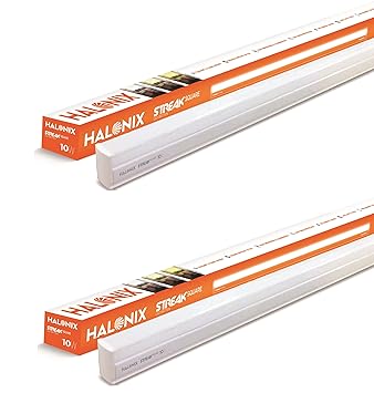 Halonix 10W White 2 ft tubelight Streak square led batten Pack of 2 | led tube light for home | LED Batten for Living Room & Bedroom | Bright & Energy Efficient Tubelight for Home |
