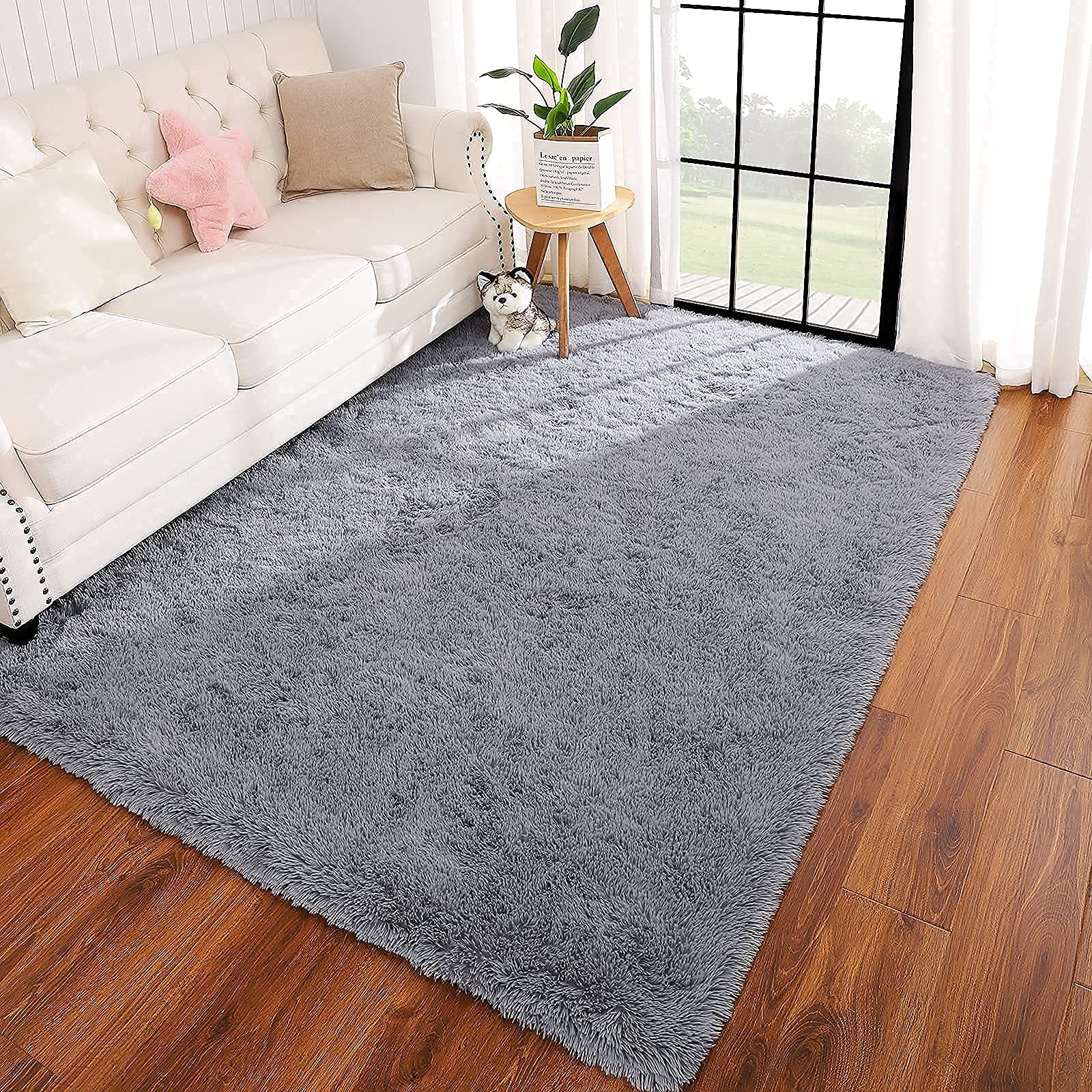 ChicrugSoft Area Rugs for Bedroom Living Room Plush Fluffy Rug 4x6 Feet, Shag Furry Area Rug Carpet Non Shedding for Nursery Children Kids Girls Room Home Decorative, Grey