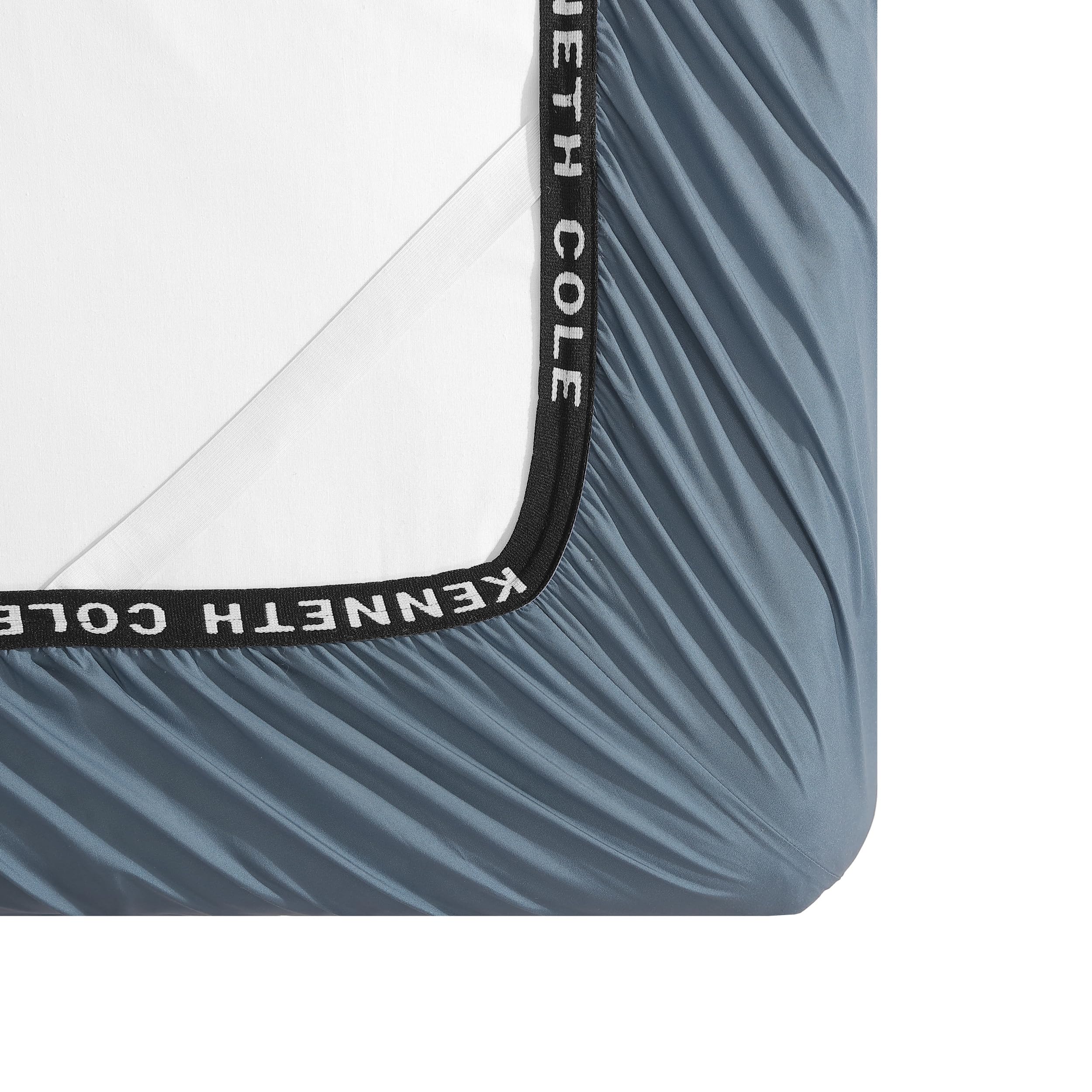 Kenneth Cole - Solutions - Set di biancheria da letto per letto matrimoniale, in morbido poliestere riciclato, 6 pezzi, resistente alle pieghe e finitura rinfrescante (blu tinta unita, per letto