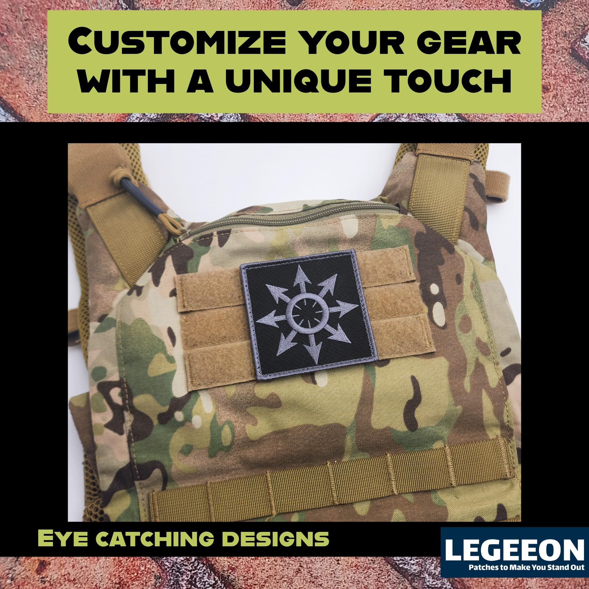 Subdued Chaos Star Arrows Cross Chaosphere Symbol of Eight Magic Morale Touch Fastener Patch