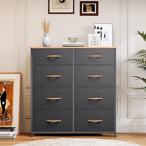 Miniatura 4 de YITAHOME Cómoda de tela con 8 cajones, unidad organizadora de torre de almacenamiento para sala de estar y armarios, marco de acero resistente y