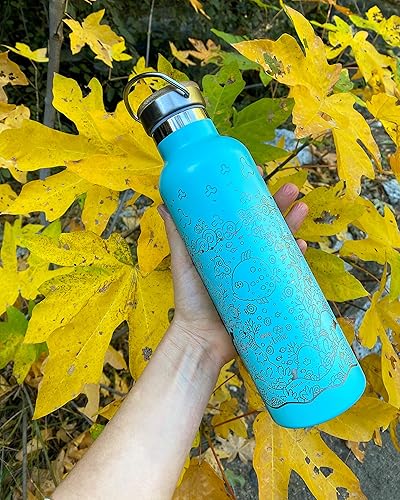 Miniatura 9 de Involve & Evolve Botella de agua aislada con 3 tapas (tapa con pajilla) para niños, reutilizable, de doble pared, de acero inoxidable, termo de