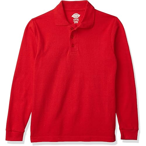 Dickies Boys' Long Sleeve Pique Polo