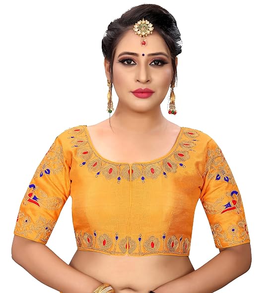 women's embroidery handwork multi work peacock design readymade blouse