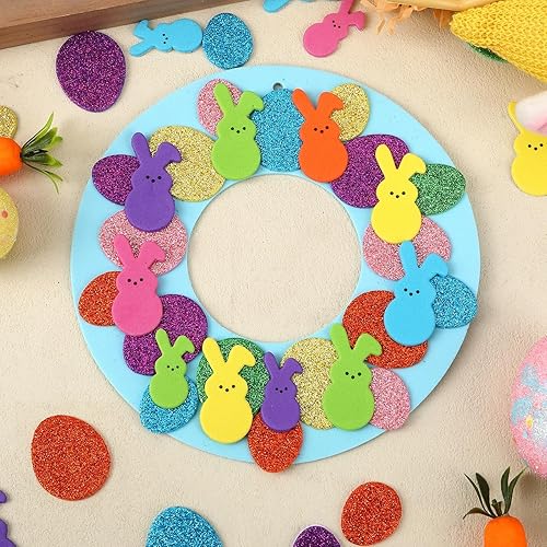 Vista 40 de JULBEAR 300 calcomanías de espuma de Pascua, calcomanías de primavera, coloridas calcomanías decorativas a granel de huevos de conejito de pollo