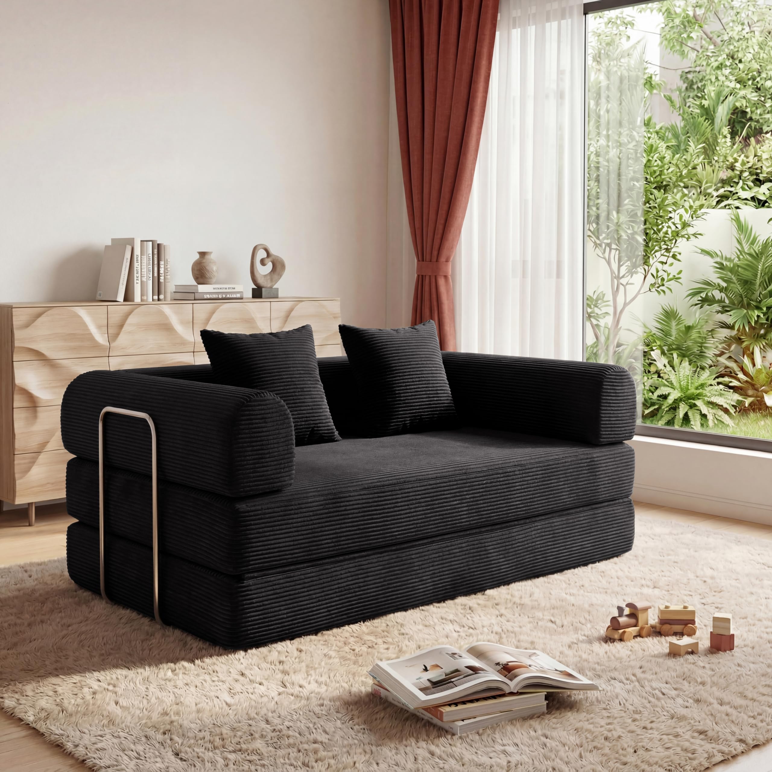 Photo 1 of HouseMila Convertible Futon Sofa Bed Loveseat - Black
