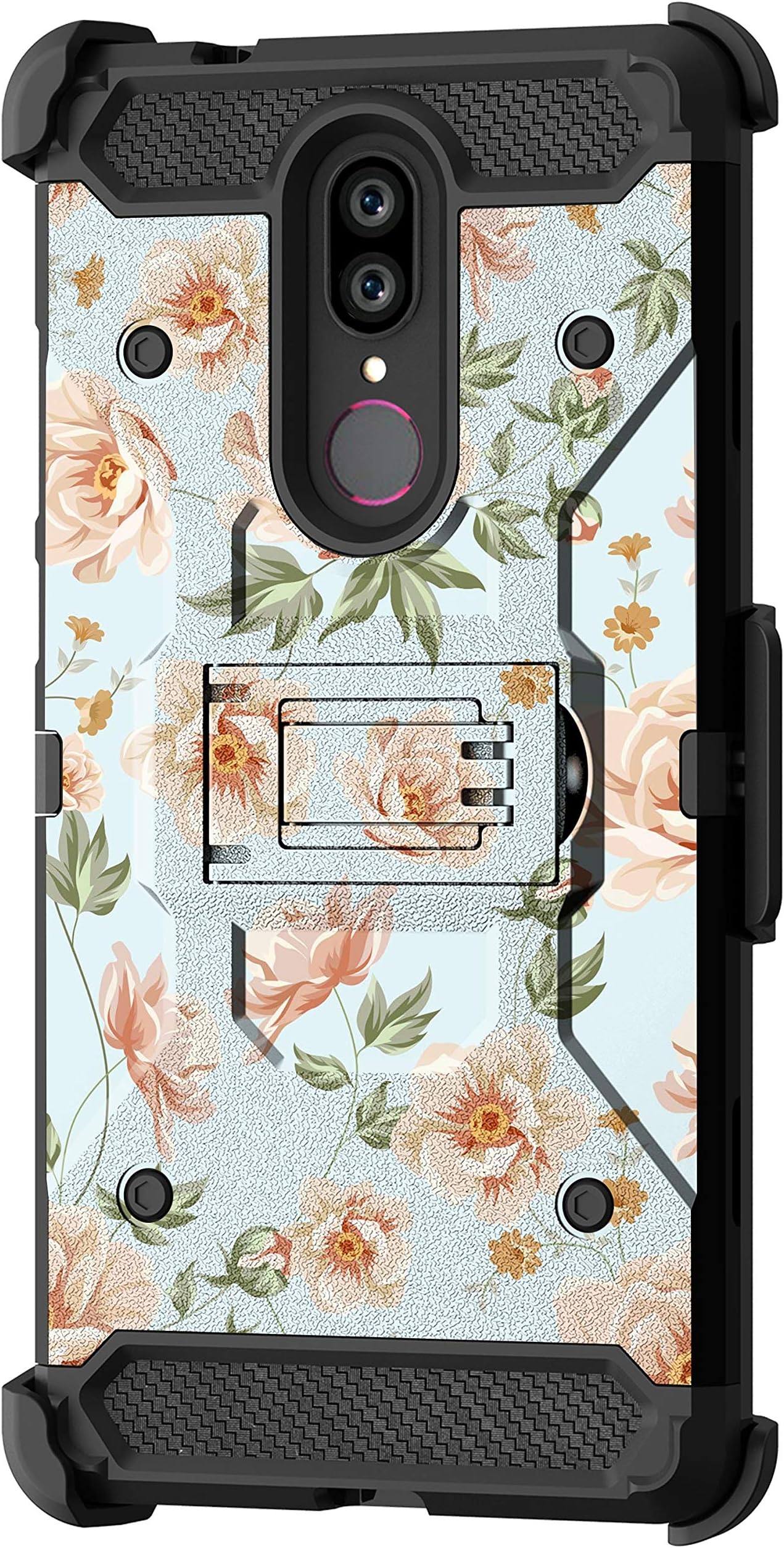 TurtleArmor | Compatible with Coolpad Legacy Case | Coolpad Alchemy Case [Armor Pro] Protective Full Armor Body Holster Belt Clip Triple Layer Heavy Duty Rugged Case - Flower 3