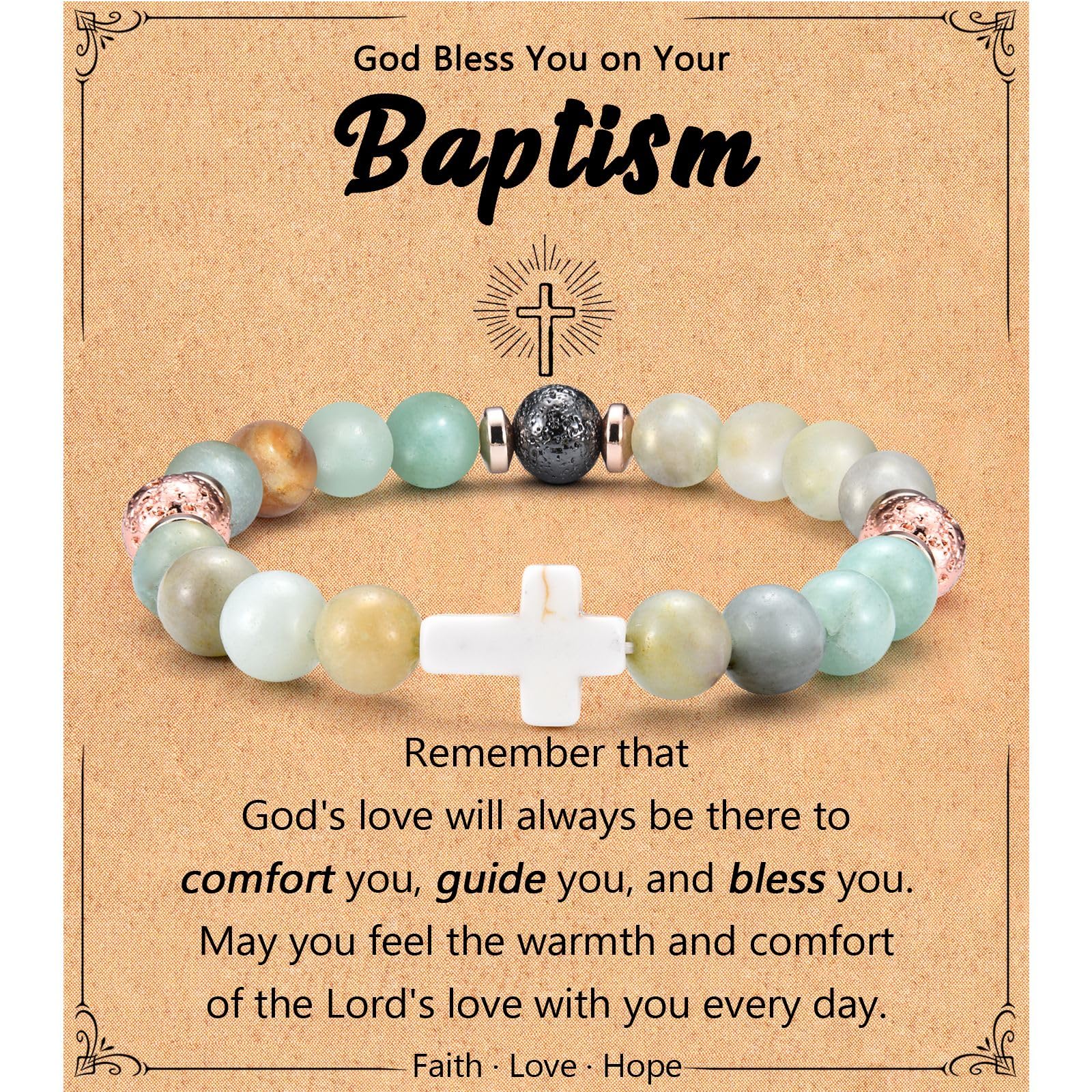 Leyung Christian Gifts for Women, Religious Rosary Cross Bracelet