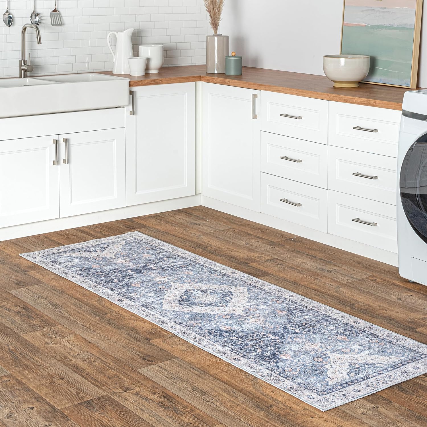 nuLOOM 4' x 6' Machine Washable Stain-Resistant Area Rug with Non Slip Backing, Low Profile for Living Room, Bedroom, and Dining Room, Elsa Taupe