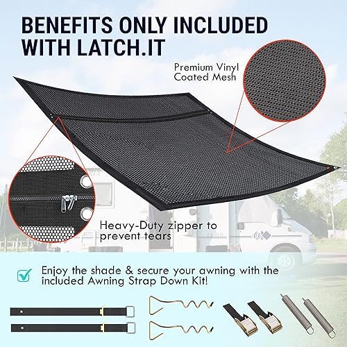 Miniatura 5 de Parasol para toldo V2.0  8 x 15 pies x 3 pulgadas  Toldo delantero para RV + kit de anclaje de metal  Bloqueador solar para toldo RV  Pantalla con